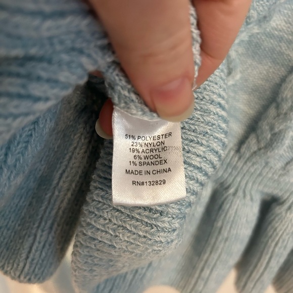 MAJORELLE Langley Cable Ruffle Sweater in Baby Blue - Picture 6 of 6